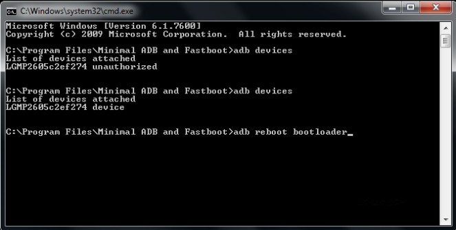 LG K20 Plus MP260 Bootloader Unlock Command