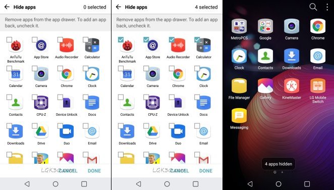 LG K30 Find Hidden Apps
