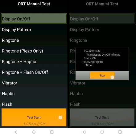 display on off lcd backlight test LG K40 