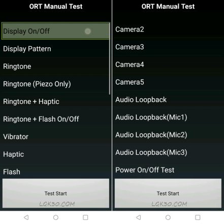 LG K40 ORT Manual Test list hidden menu