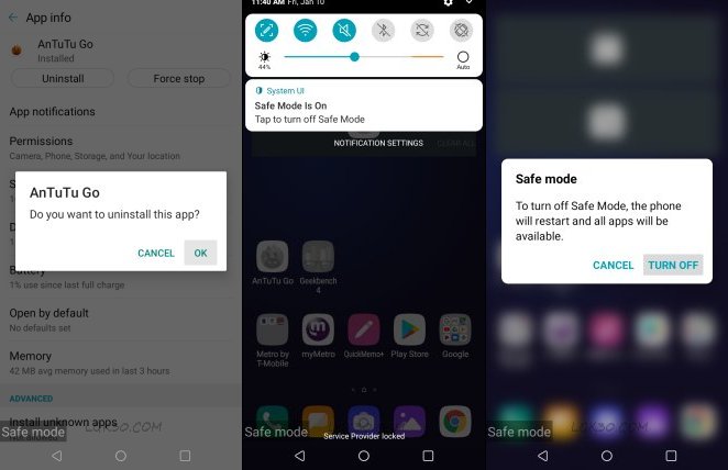 how to turn off safe mode on lg k40 