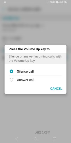 lg k40 silence call with volume up key 
