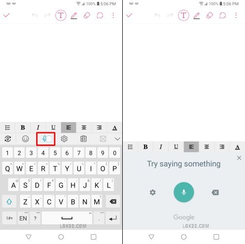 LG K40 Voice to text