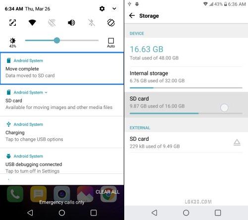lg k30 move apps to sd card 